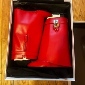 BNIB Givenchy Red Shark Lock Ankle Boots